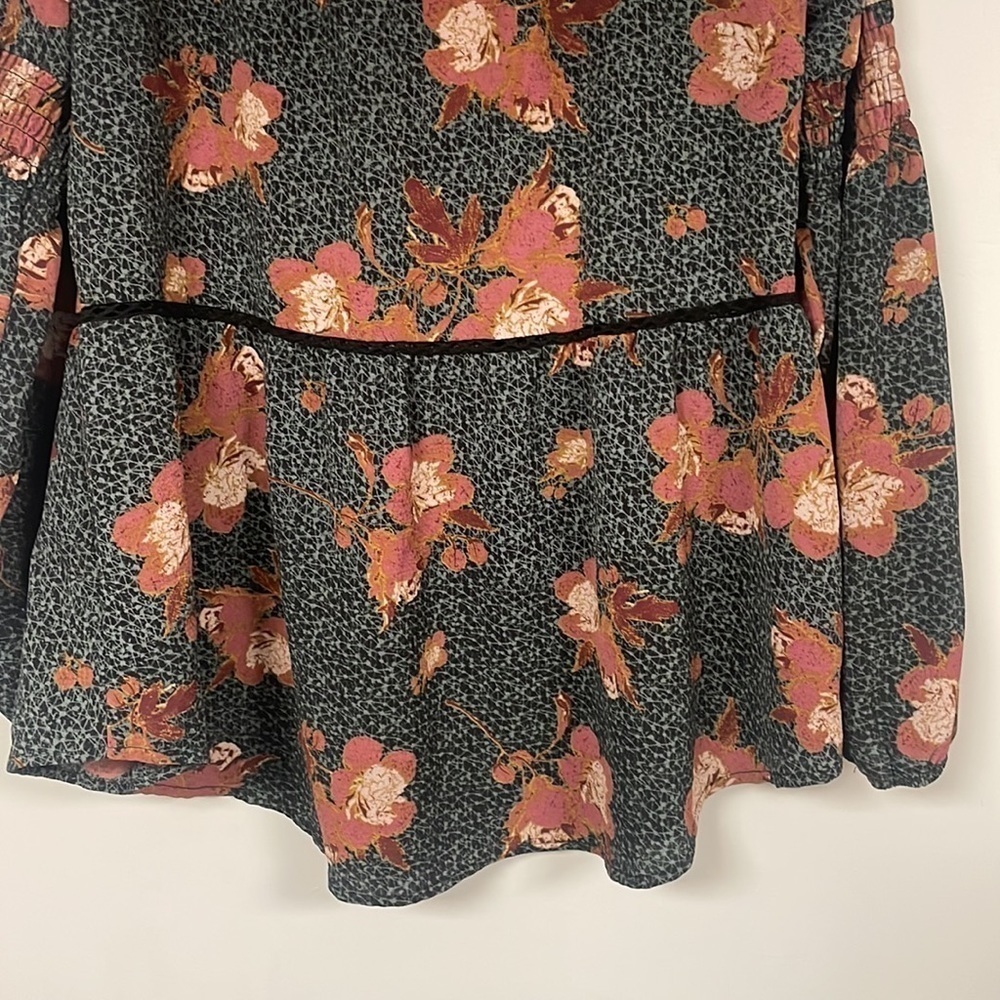 Knox Rose Blouse Long Sleeve Women Floral Top Black/Gray Boho Shirt Casual, M - Picture 9 of 10